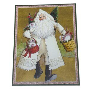 Vintage Caspari 6 Christmas Cards Old World Santa Lynn Haney Cherries Jubilee